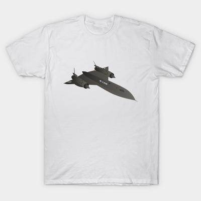 Asian Size Men Black Print T-shirt Sr-71 Blackbird Reconnaissance Aircraft No-Cut Heat Transfer Print Cotton Tshirt