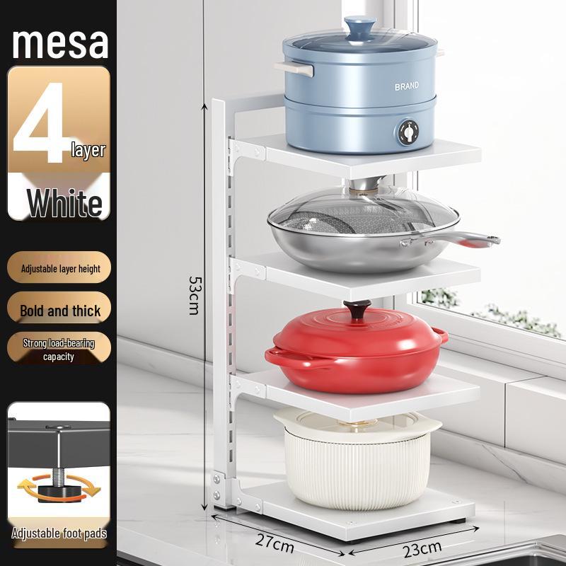 Estante de almacenamiento de ollas y utensilios de cocina de múltiples capas para cocina, organizador de encimera bajo el fregadero, diseño de doble cara