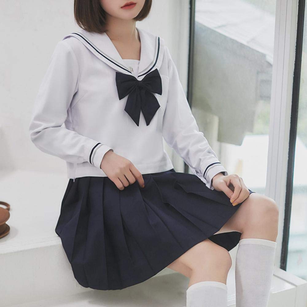 Aculldo Sailor Short Sleeve and Long School High School Girl JK Two Authentic Plus Size Sleeve Uniform, Sleeve, Girls' Uniform, Uniform, 3-Piece Set,
