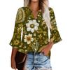 Women's Casual Fashion Floral Printed Cropped Sleeve Round Neck Top