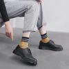 Genuine Leather Women's British Style Low-Top Shoes, Large Size, Pure Black, Round-Toed, Unisex Casual Work Shoes