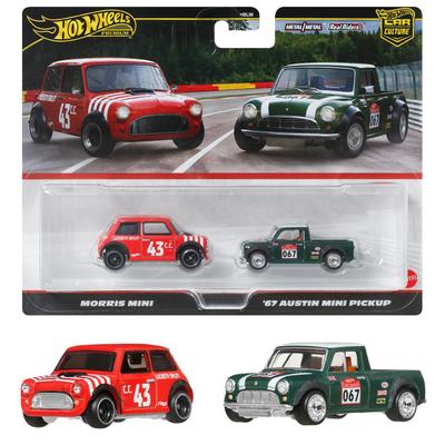 Hot Wheels Premium 2 Pack - Morris Mini / '67 Austin Mini Pickup Vehicle Toy Mini Car 3 Years Old and Up Multi JBK97