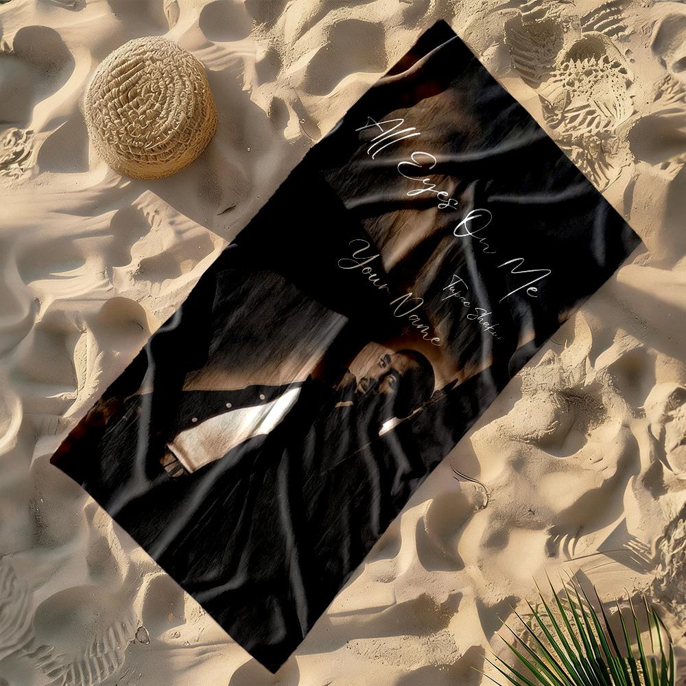 2pac Customize Text Beach Towel Soft Durable Quick-Dry Ideal for Travel Outdoor Swim Pool Yoga Surf Camping Hiking Gym Gift Holiday