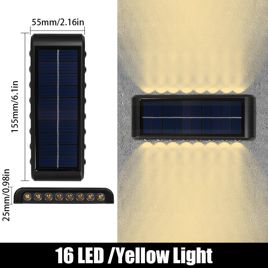 14/16 LED Solar Wall Lamp 1200mAh Outdoor Waterproof Up and Down Solar Lighting Light for Garden Fence Decoration Sunlight Light
