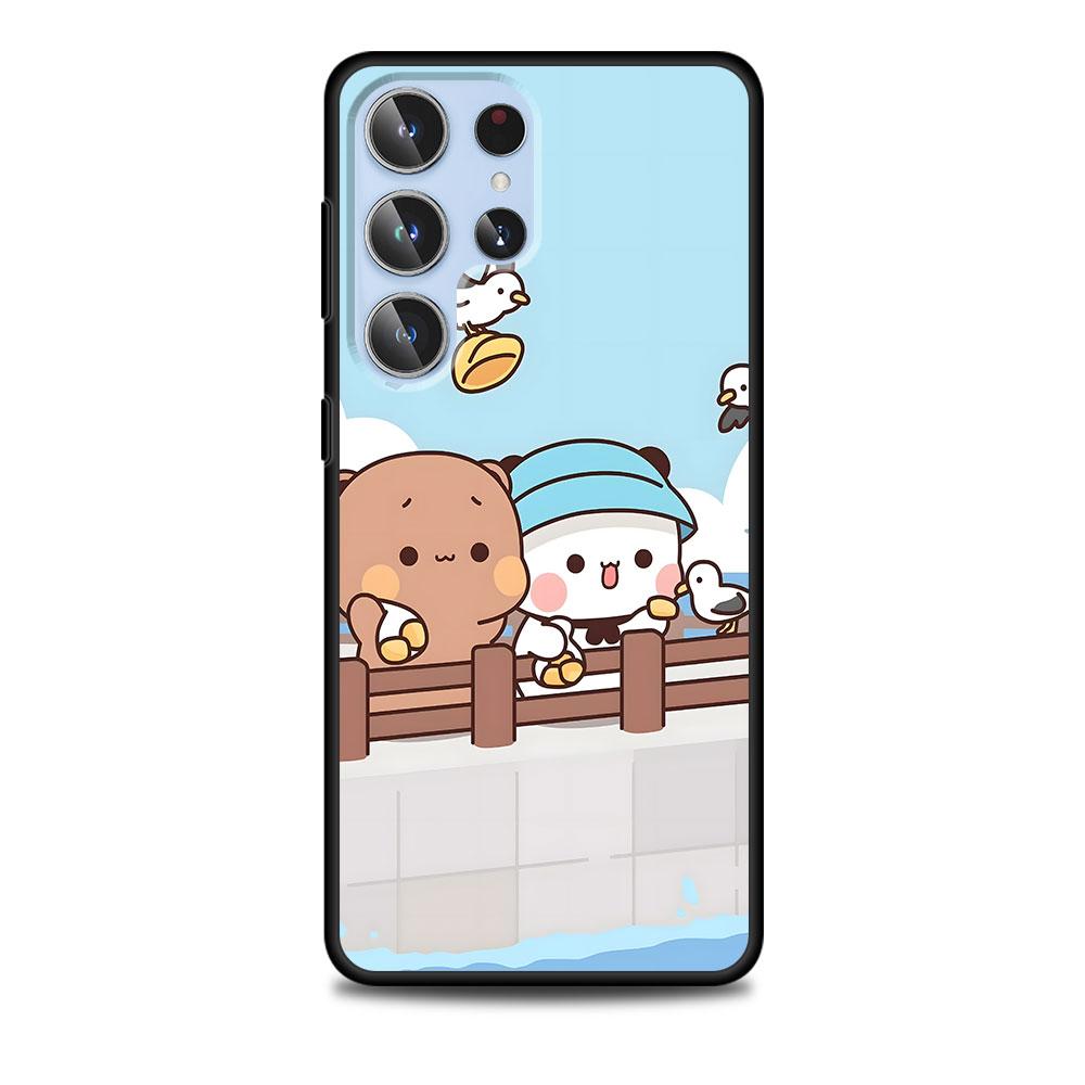 Peach And Goma Cat Case for Samsung Galaxy S23 S21 S20 FE S24 S22 Ultra S10 S10e S9 Plus Soft Black TPU Phone Cover Bumper