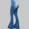 Jeans High Waist Strecth Denim Flare Pants Women Vintage Trousers Buttons Denims Streetwear Autumn Female Floor Length
