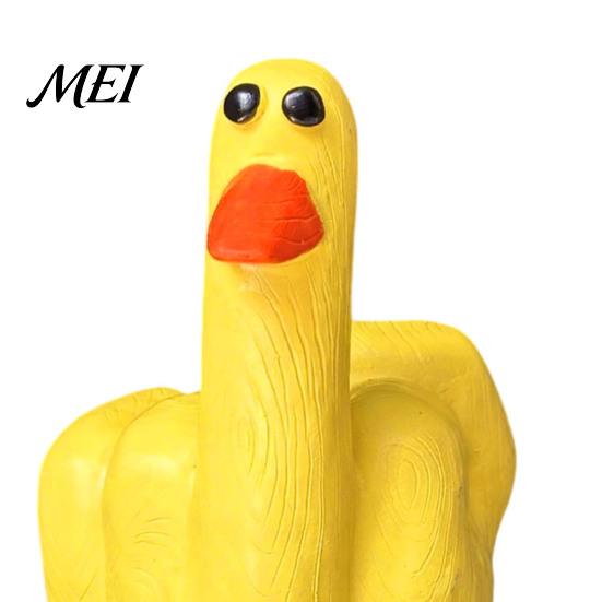 Outdoor Garden Decor Funny Middle Finger Duck Resin Figurine, Hand-Painted Cheeky Statue, Weatherproof Indoor Niche Landscaping Statue for Desk