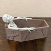 Gothic Halloween Candy Holder Casket Shape Candy Box with 3D Skeleton Figurine Spooky Desk Candy Bowl Small Serving Tray for Halloween Party Favors