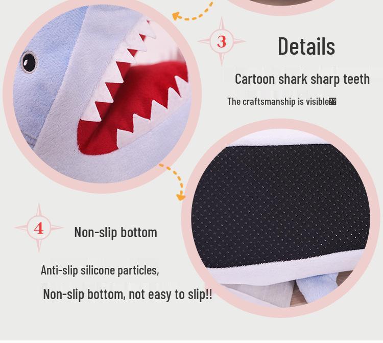 Cartoon Shark Plush Slippers - Thick, Warm, and Cute for Winter