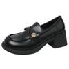 Coarse-heeled small leather shoes women's 2025 new spring and autumn brown British style retro thick-soled high-heeled loafers