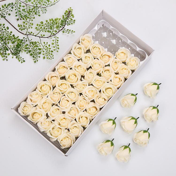 50pcs Three Layer Soap Flower Head Simulation Flower Head DIY with Base Soap Flower Head Gift Box Bouquet Home Decor Gift