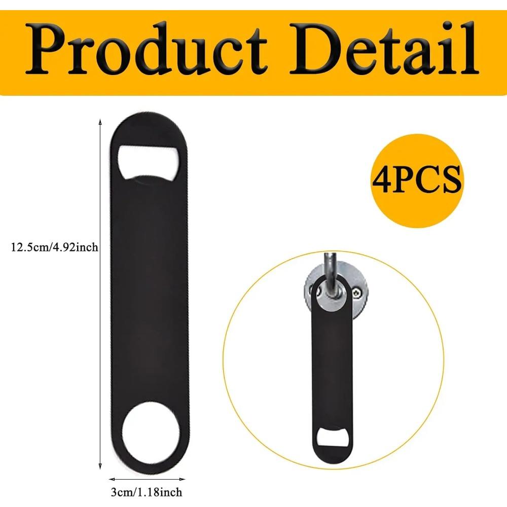 4PCS Beer Bottle Openers Metal Flat Bottle Opener Solid and Durable Beer Openers for Party Kitchen Bar Restaurant