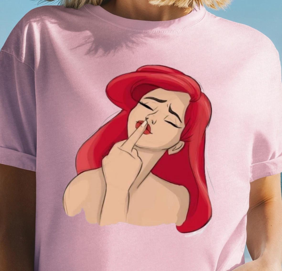 Red-Haired Mermaid Illustration T-Shirt | Funny Red Head Shirt, Beach Day Tee XL