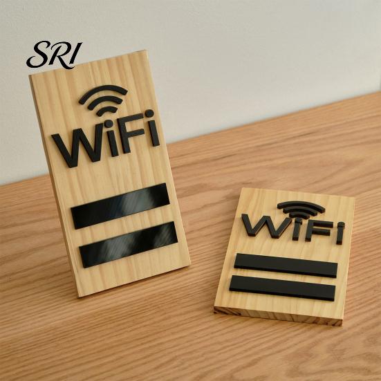 Wooden WiFi Sign Wifi Tabletop WIFI Password Wireless Network Display Desktop Board for Restaurant Supermarket Office Home Bar Coffee Dorms