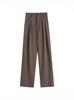 Elegant High-Waisted Drapey Suit Pants for Women - Spring/Autumn, Floor-Length, Straight & Wide-Leg Style.