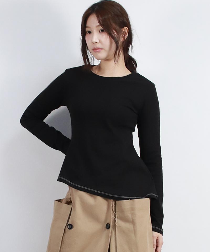 Deumakeu Unbalanced Slim Fit Long-Sleeve T-Shirt Black