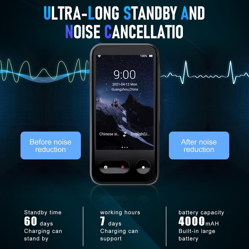 Language Translator Portable Two Way Translator Voice and Photo Translation Bluetooth Online Offline for International Meeting
