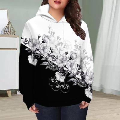 Autunno Nuovo Felpa con Stampa Digitale 3D Inclinata Stampa Fiori di Pesco Donna Uniforme da Baseball
