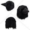PartyHop Black Crow Mask Raven Head Latex Realistic Animal Full Head Mask for Halloween Costume Party Carnival Cosplay