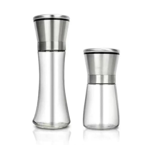 1/2Pcs Pepper Grinder Visible Transparent Glass Ceramic Core Manual Grinder Sea Salt Powder Grinder Seasoning Bottle Jar