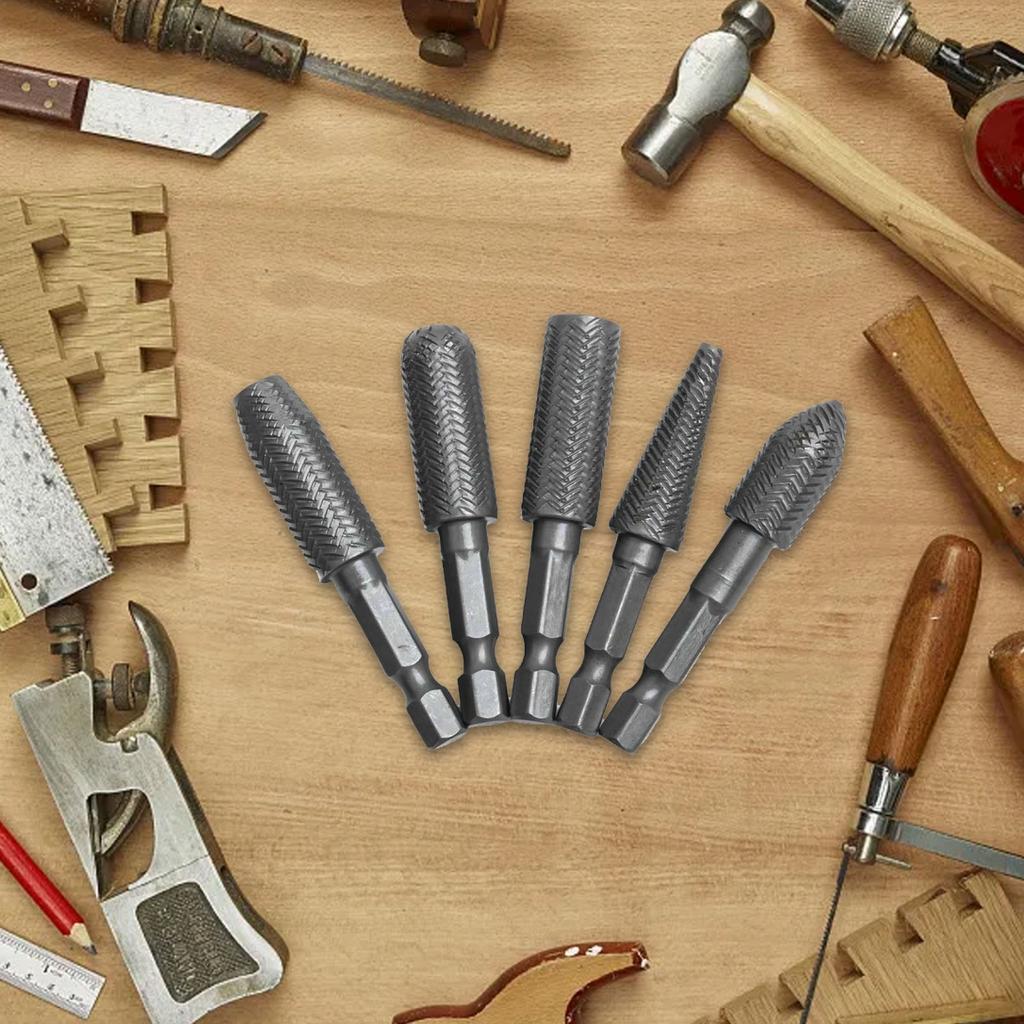 Hex Shank Rotary Steel File Drill Bits Burrs Grinding Grooved Sanding Engraving