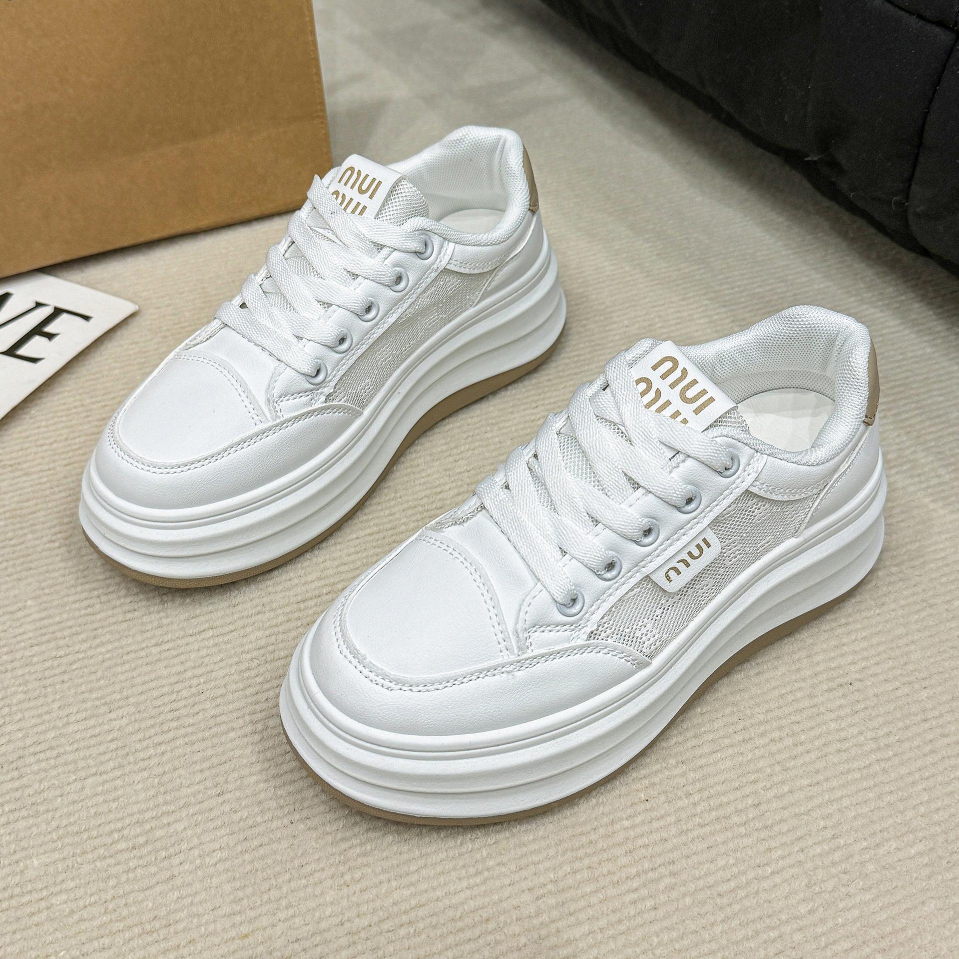 

New thin little white shoes women s 2025 spring and summer ins trendy versatile heightening platform net shoes breathable sports board shoes 35