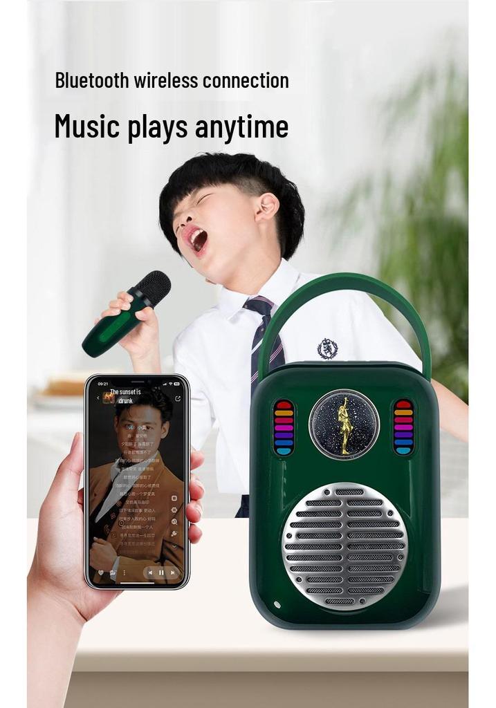 Portable Bluetooth Wireless KTV Speaker and Microphone Set for Outdoor and Home Use