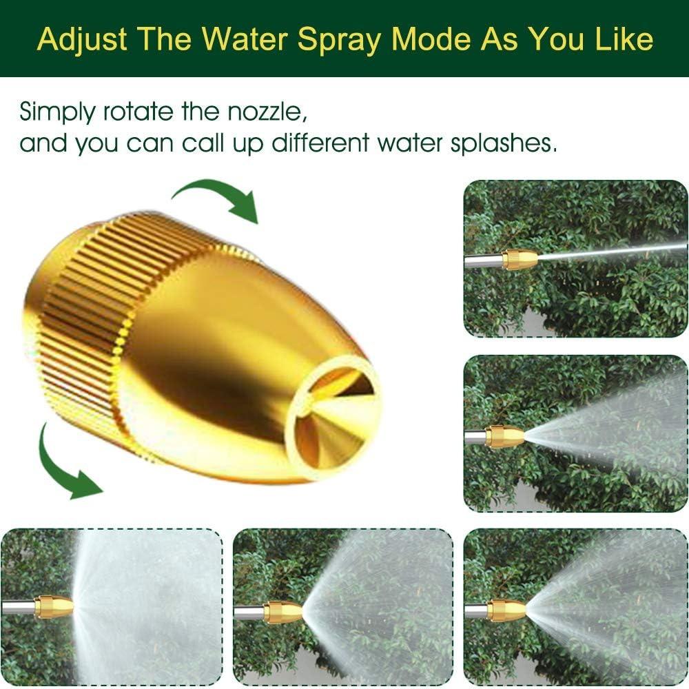 Upgrade Water Hose Nozzle Long Rod Garden Hose Nozzle Heavy Duty metal Brass sprayer 360° Rotaing spray gun for car wash, Plants