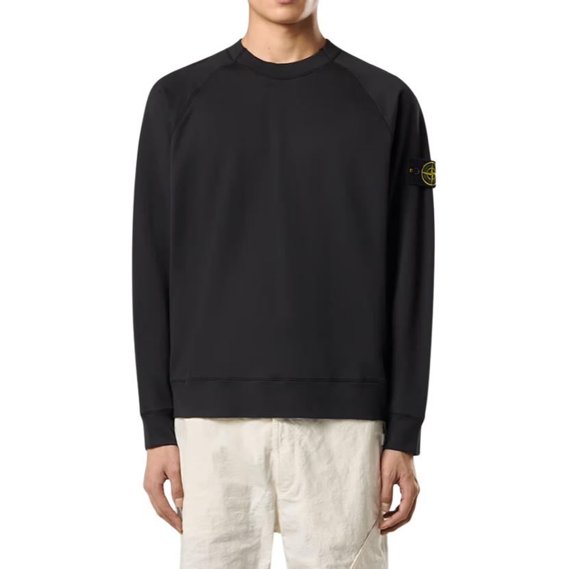 Stone Island Ss25 Logo Patch Crew Neck Long Sleeve Sweatshirt Men sweatshirt Black K1S1561000-23S0121-V0029
