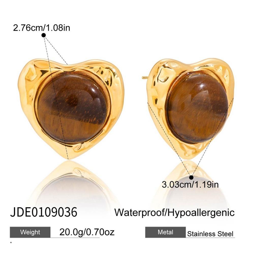 Youthway Vintage Tiger Eye Stud Earrings For Women Minimalist 18K Gold Plated Stainless Steel Earrings Simple Fashion Jewelry