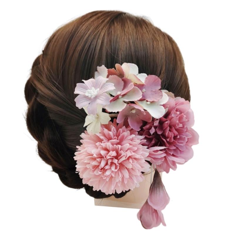 

Chinese Han Costume Hydrangea Hairpin Women Dangling Fringed Flower Hair Stick Hair Comb Hair Styling Tool for Party розы красного