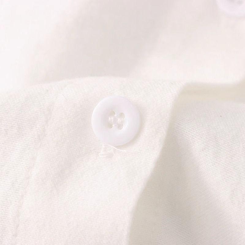 2025 Fresh Embroidery Long Sleeve Shirt for Women: Versatile White Student Blouse