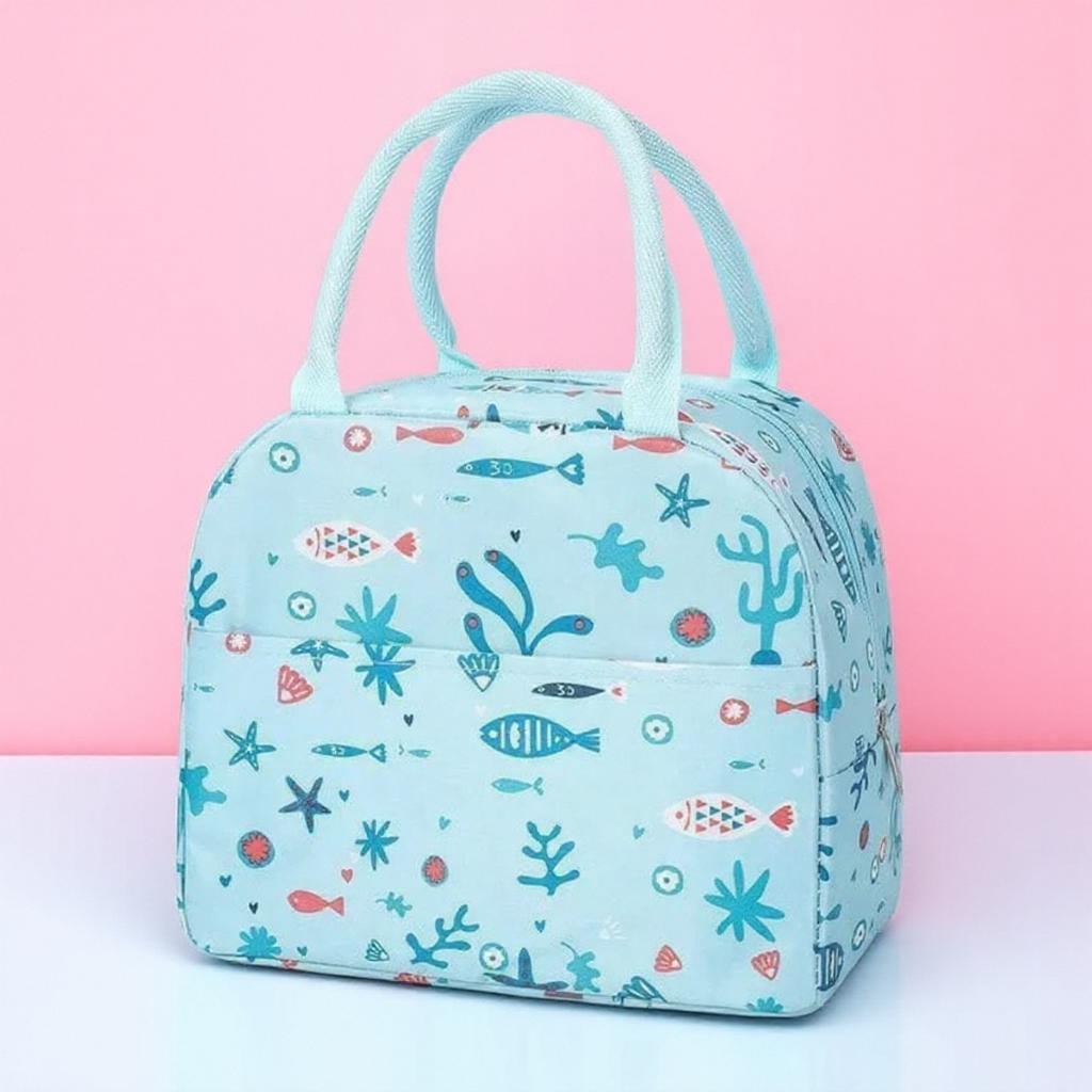Functional Pattern Cooler Lunch Box Portable Insulated Canvas Thermal Food Picnic Bags for Women Kids