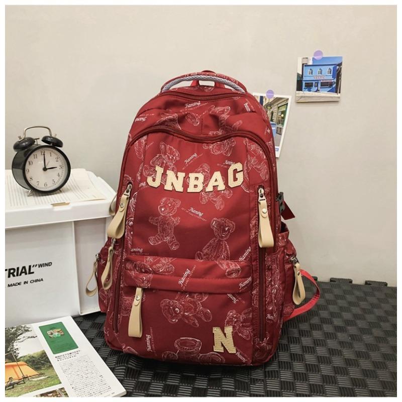 Wind bear schoolbag female junior high school student large capacity backpack college student cool light backpack