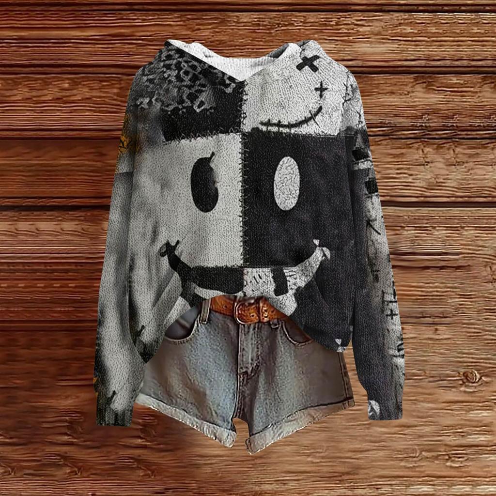 Sweatshirts For Women Knit Sweater Cute Shirt Fall Pullover Hooded Sweatshirt