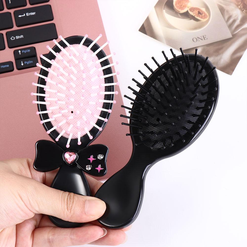 Lamb Bowknot Air Bag Hair Comb Durable Mini Foldable Hair Brush  Female
