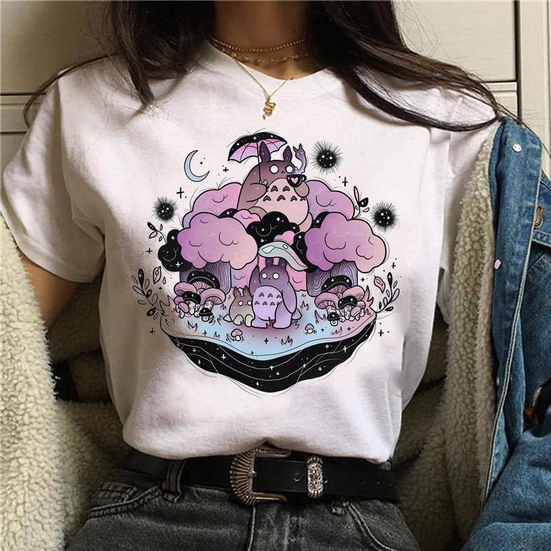 Women Anime Print T-Shirt Grunge Loose Steampunk Tees Gothic Female Harajuku Summer Clothing E-Girl Kawaii Aesthetic Top