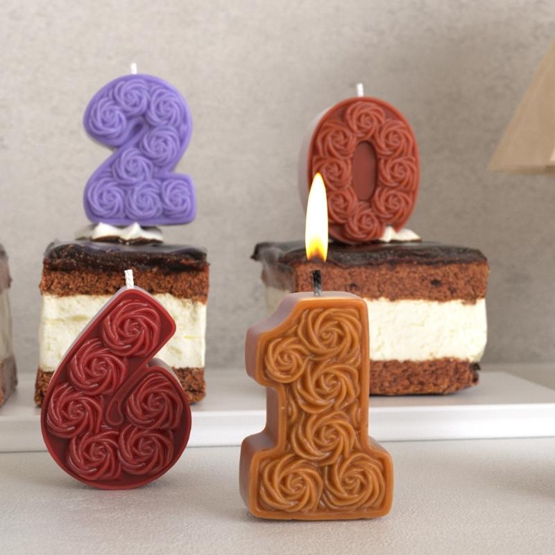 0-8 Rose Numbe Candle Mould Silicone Molds Scented Candle Molds Fondant Cake Moulds Castings Molds Plasters Molds
