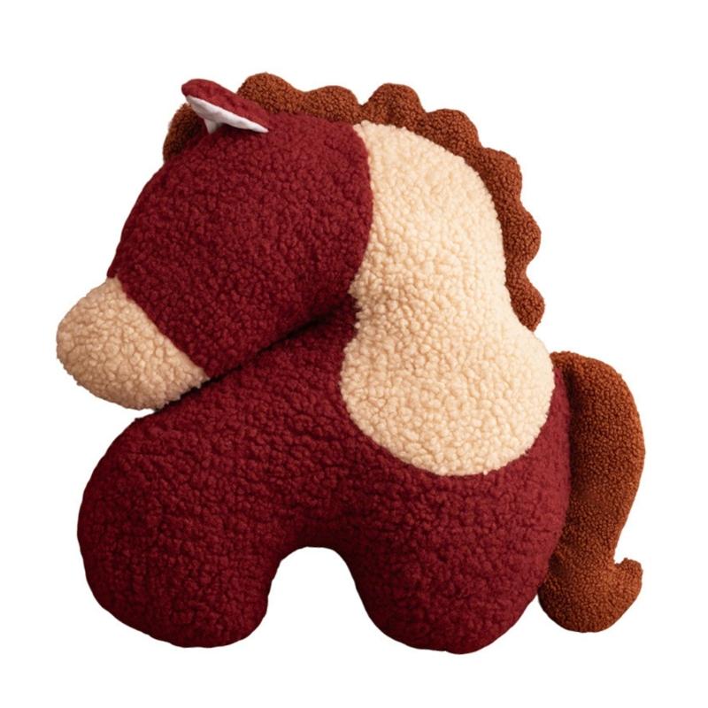

Cute Ponies Shape Cushion Soft Furry Fabric Lightweight Stuffed Animal Doll Indoor Outdoor Decorative Pillow Gifting 1 красный