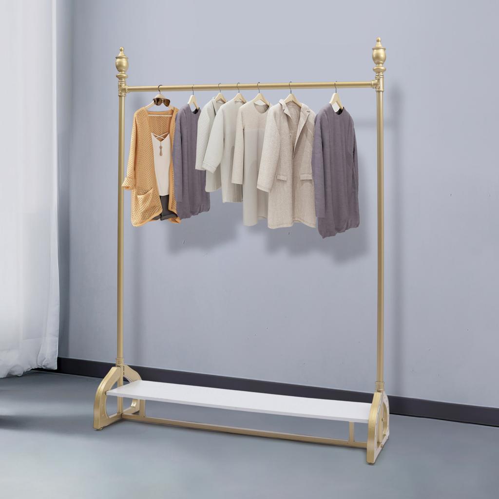 Modern Clothes Rack Freestanding, Gold Garment Rack with Wheels, Heavyweight Display Rack for Retail Store Boutique Bedroom Dorm