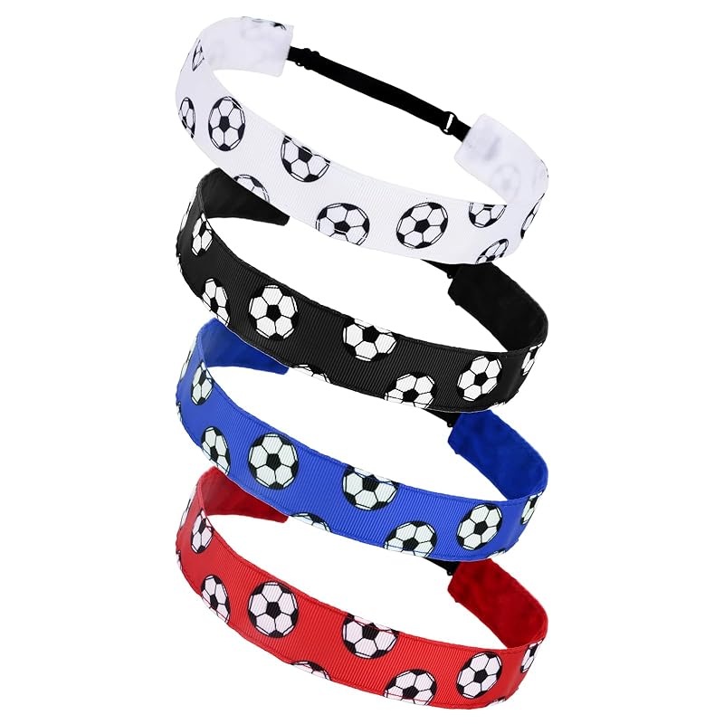 4 Pcs Adjustable Soccer Headband for Girls Elastic Soccer Headbands for Women Soccer Accessories Non Slip Football Sport Hair Bands Sports Athletic