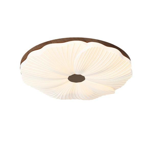 "Medieval-Style Ceiling Lamp: Full-Spectrum Eye Protection, Walnut Wood Grain, Cream Finish, Retro Design for Bedroom or Study."