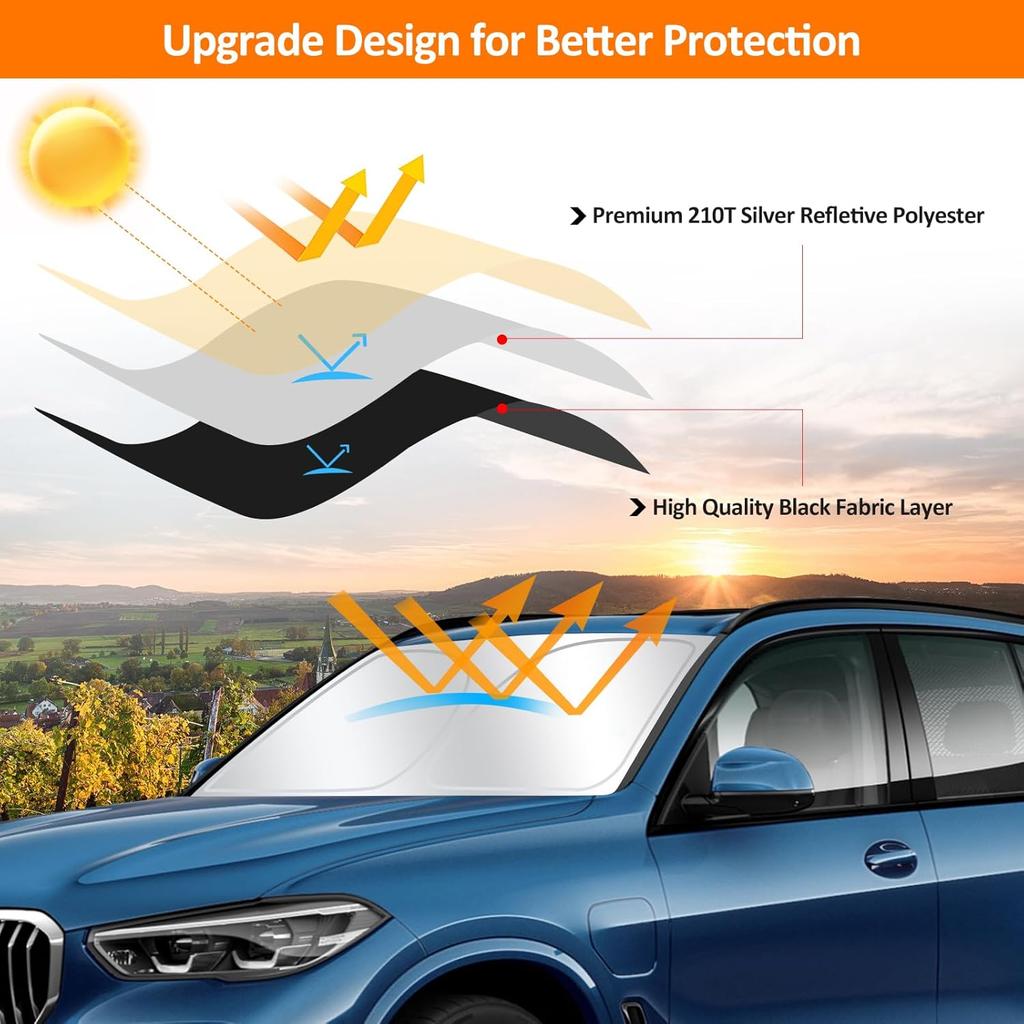 D-Lumina Windshield Sun Shade For -2025 BMW X5, Foldable Window Sunshade Block UV Rays Front Sun Visor Protector Interior Accessories