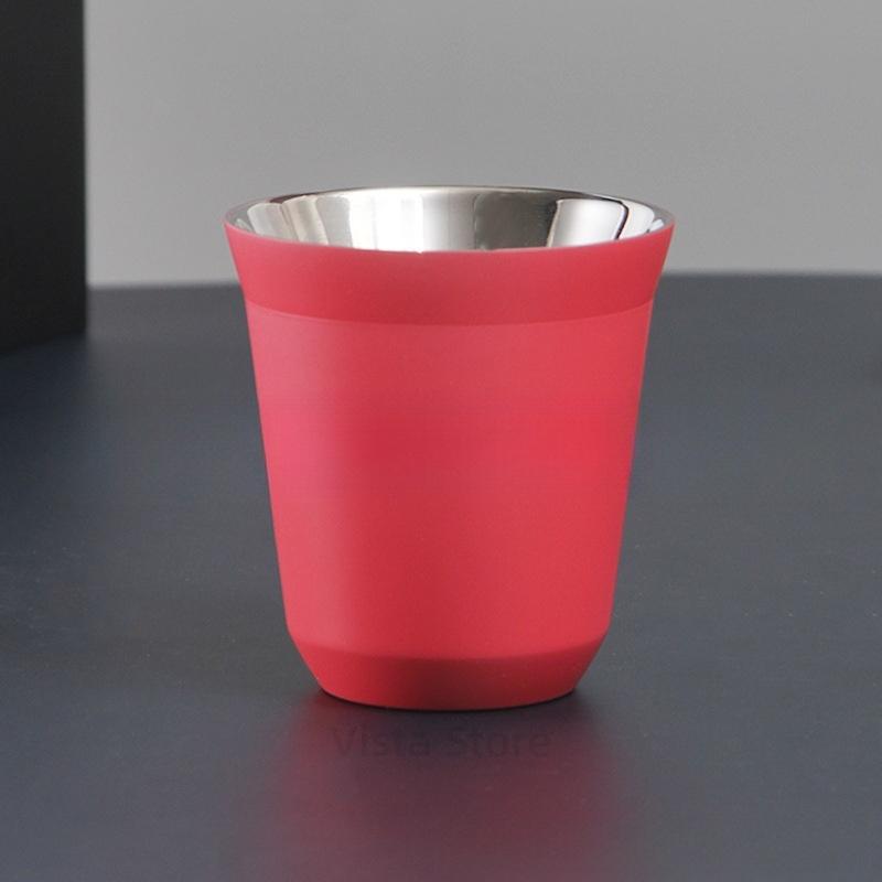 Nerezové šálky na espresso Dvoustěnné izolované šálky Demitasse šálky Šálek na kávu pro pití kávy, Dárek pro něj Termohrnek