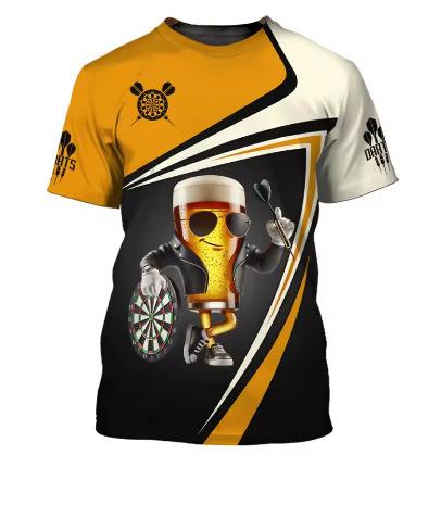New 3D Printed Darts Men's Name Darts Team Summer Short Sleeve Top Fashion Round Neck
