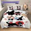 3pcs Cute Black Cat Bedding Set, Suitable for Bedroom Decoration, (Includes 1 Duvet Cover And 2 Pillowcases, Quilt Not Included) yy250822144