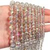 1 Strand 3/4/6/8/10mm Faceted Crystal Beads Transparent Pink Glass Loose Beads For Jewelry Making DIY Necklace Bracelet Supplies