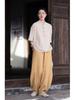 Women's Retro Ramie Sand-Washed Distressed Loose Lantern Pants for Meditation and Tai Chi