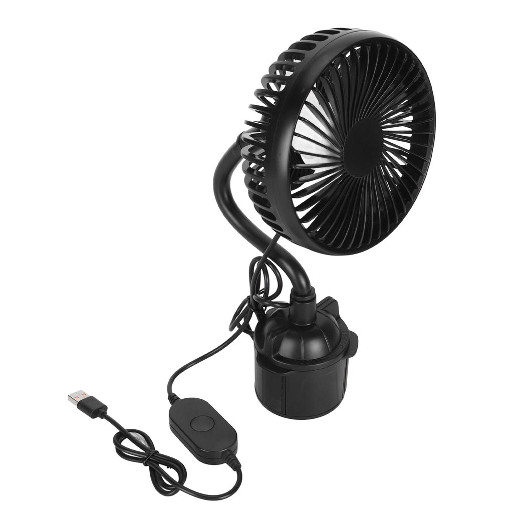 Car Fan Powerful Low Noise 3 Speeds Adjustable Portable USB Powered Fan with Gooseneck for Car Trucks RVs Bus