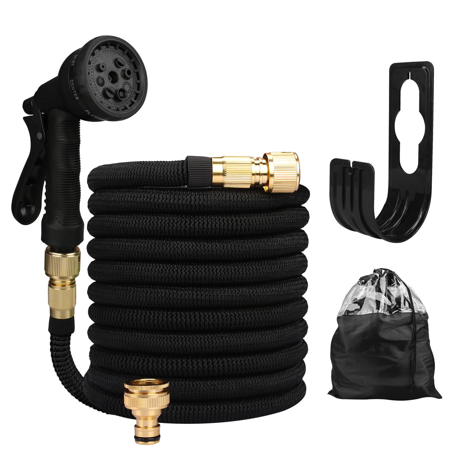 

25/50/75/100 футов Портативный садовый шланг Водяной пистолет Для мойки автомобиля Поливочный разбрызгиватель Прочный водяной пистолет с водяным шлангом